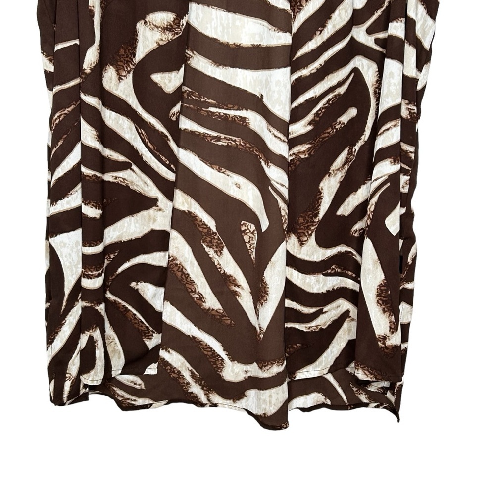 Susan Graver Brown/White Animal Print Chiffon Sleeveless Open Style Vest 16 - Picture 4 of 11